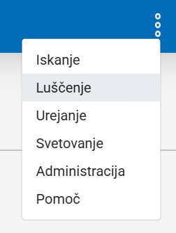Posnetek zaslona: gumb luščenje