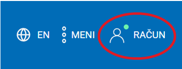 Posnetek zaslona: gumb račun