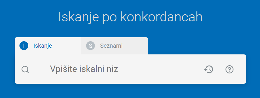Posnetek zaslona: iskanje po konkordancah