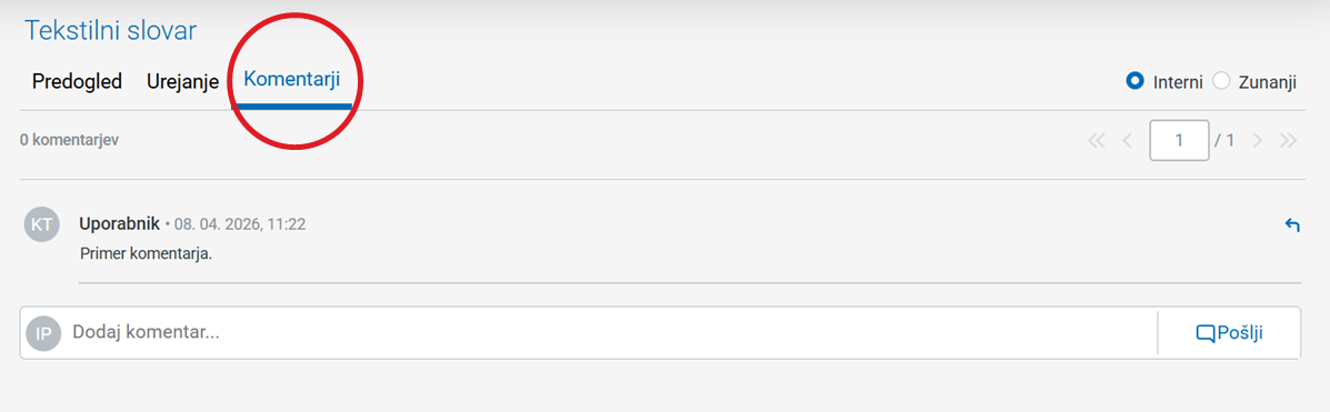 Komentarji pri posameznih iztočnicah