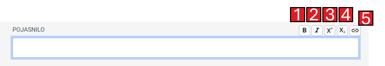 Posnetek zaslona:vnosna polja, znaki