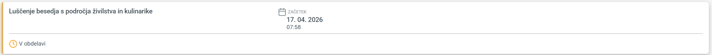Posnetek zaslona: v obdelavi, luščenje