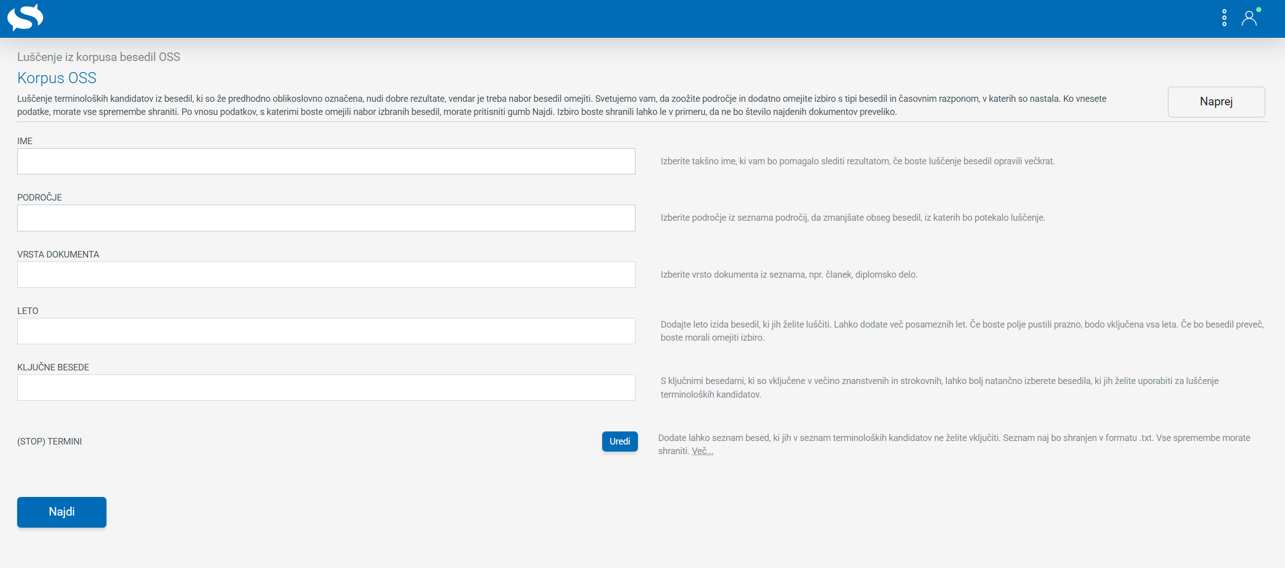 Posnetek zaslona: OSS