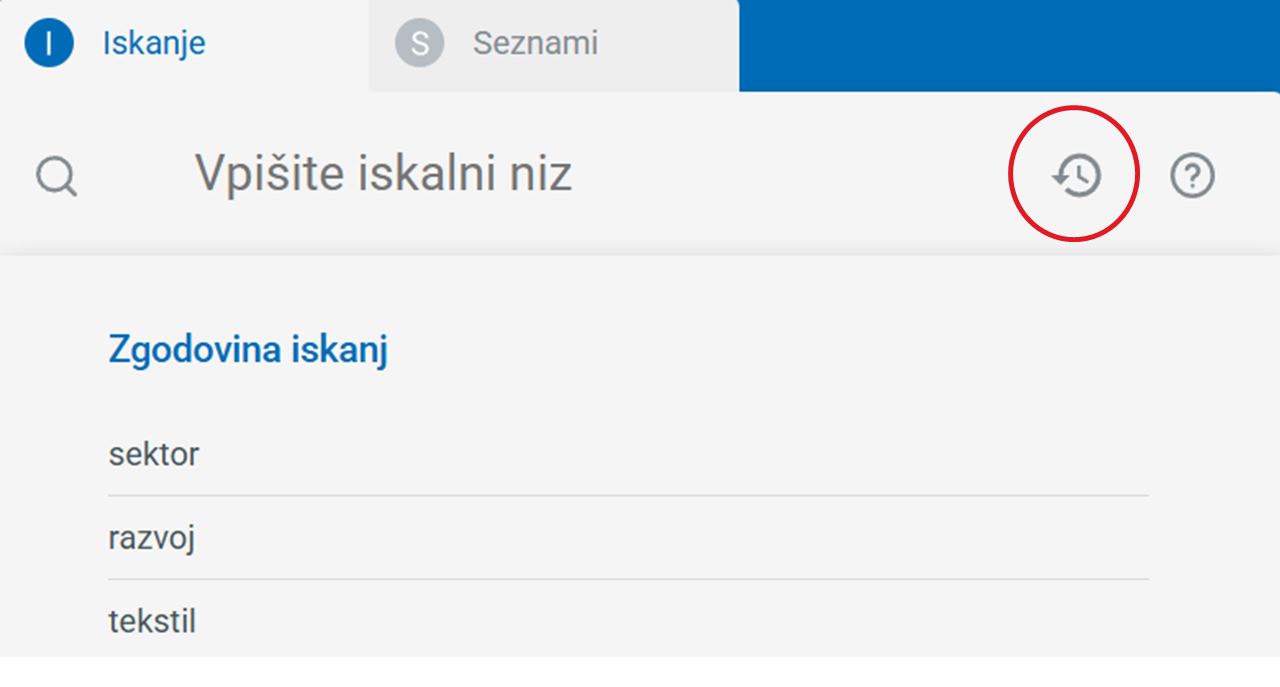 Posnetek zaslona: iskanje po konkordancah