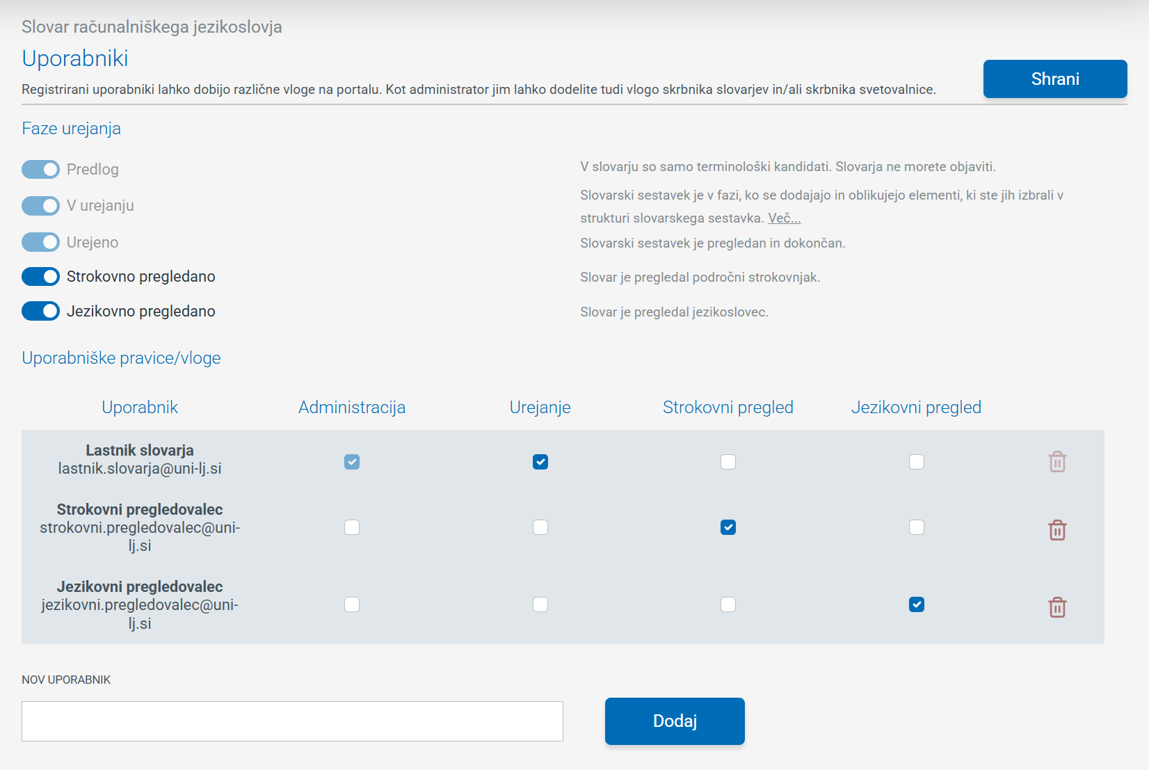 Posnetek zaslona vlog, ki jih lahko pridobijo uporabniki