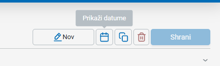 Posnetek zaslona: gumb Datumi