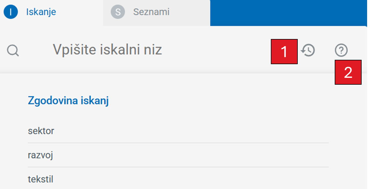 Posnetek zaslona: iskanje po konkordancah
