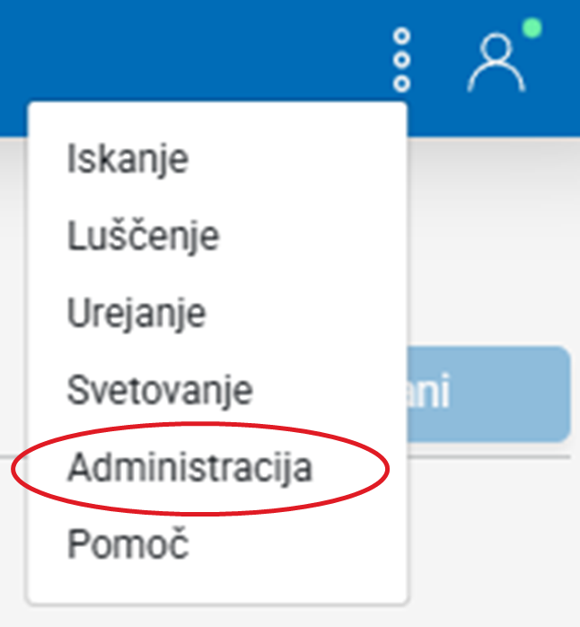 Posnetek zaslona: gumb za nastavitve