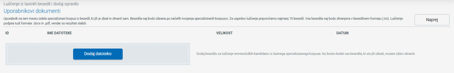 Posnetek zaslona: poženi luščenje