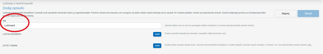 Posnetek zaslona: poženi luščenje
