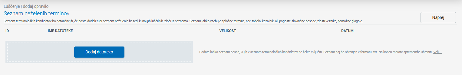 Posnetek zaslona: poženi luščenje