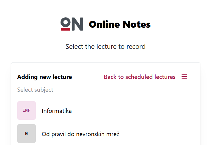 Dodajanje novega predavanja na platformi ON Stream