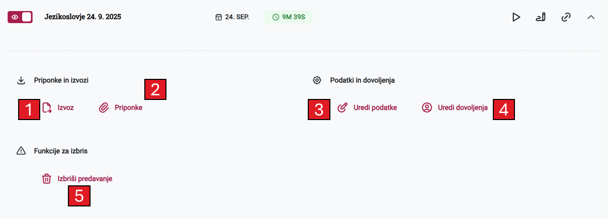 Nalaganje dodatnega gradiva k predavanju